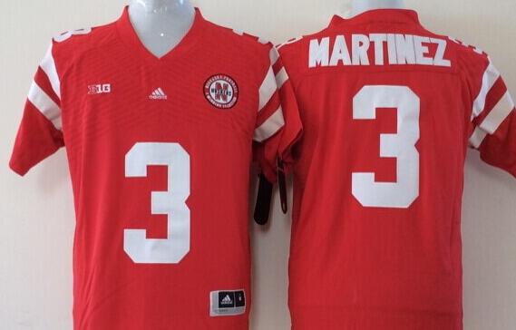 Men Nebraska Huskers #3 Martinez Red NCAA jerseys->customized soccer jersey->Custom Jersey